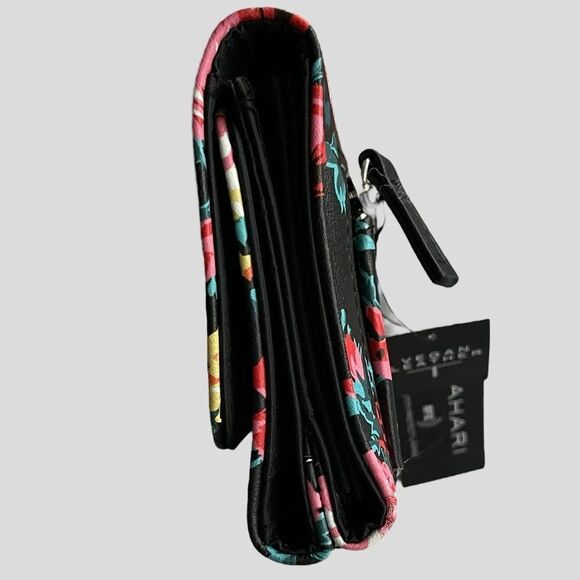 Tahari Trifold Long Wallet RFID Vegan Leather Floral NEW - Picture 7 of 8